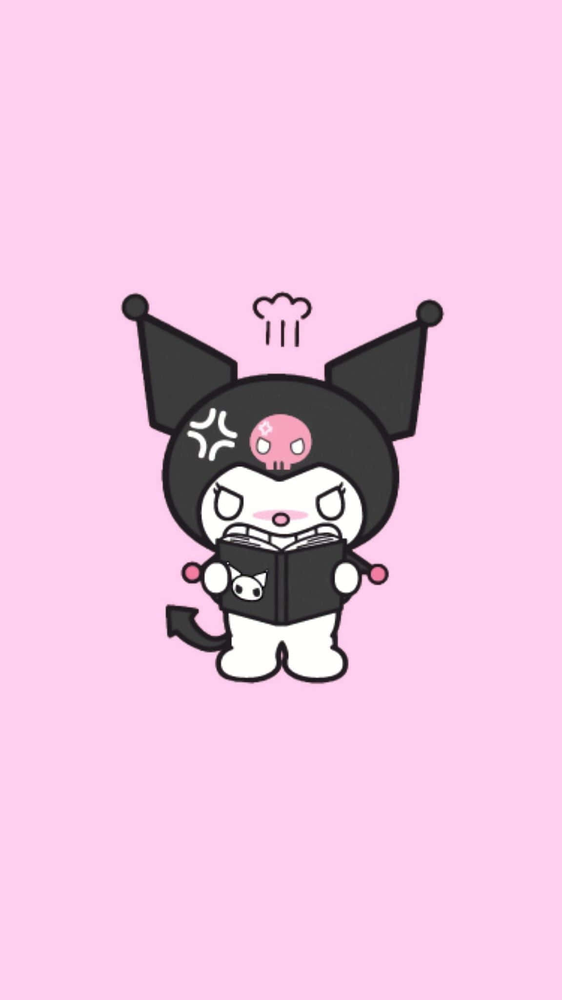 Kuromi, black horns, skull emblem, Full HD Phone Wallpaper