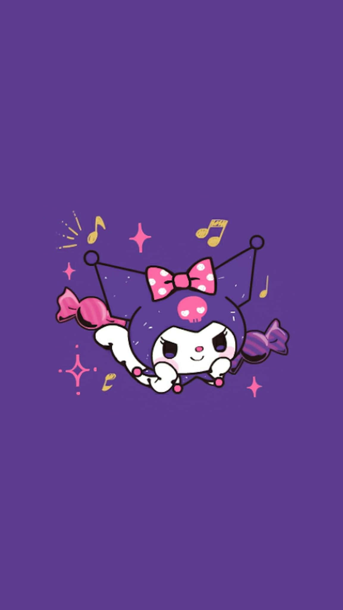 Kuromi Aesthetic, pink skull hat, bow, Full HD Phone Wallpaper