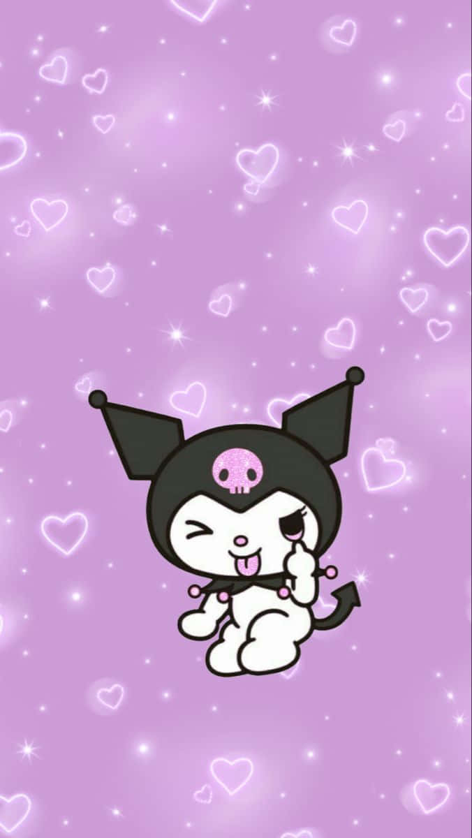 Kuromi Aesthetic, black ears, pink skull hat, SD Phone Wallpaper