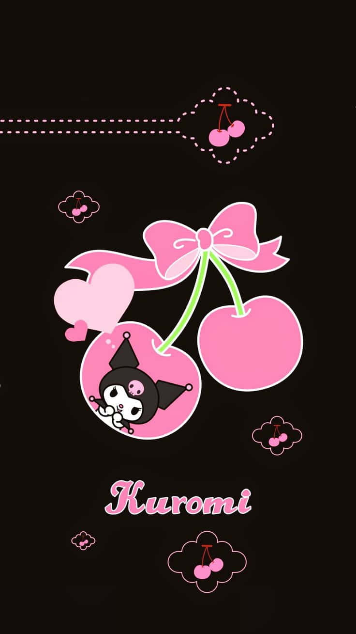 Kuromi, pink cherry, bow, HD Phone Wallpaper