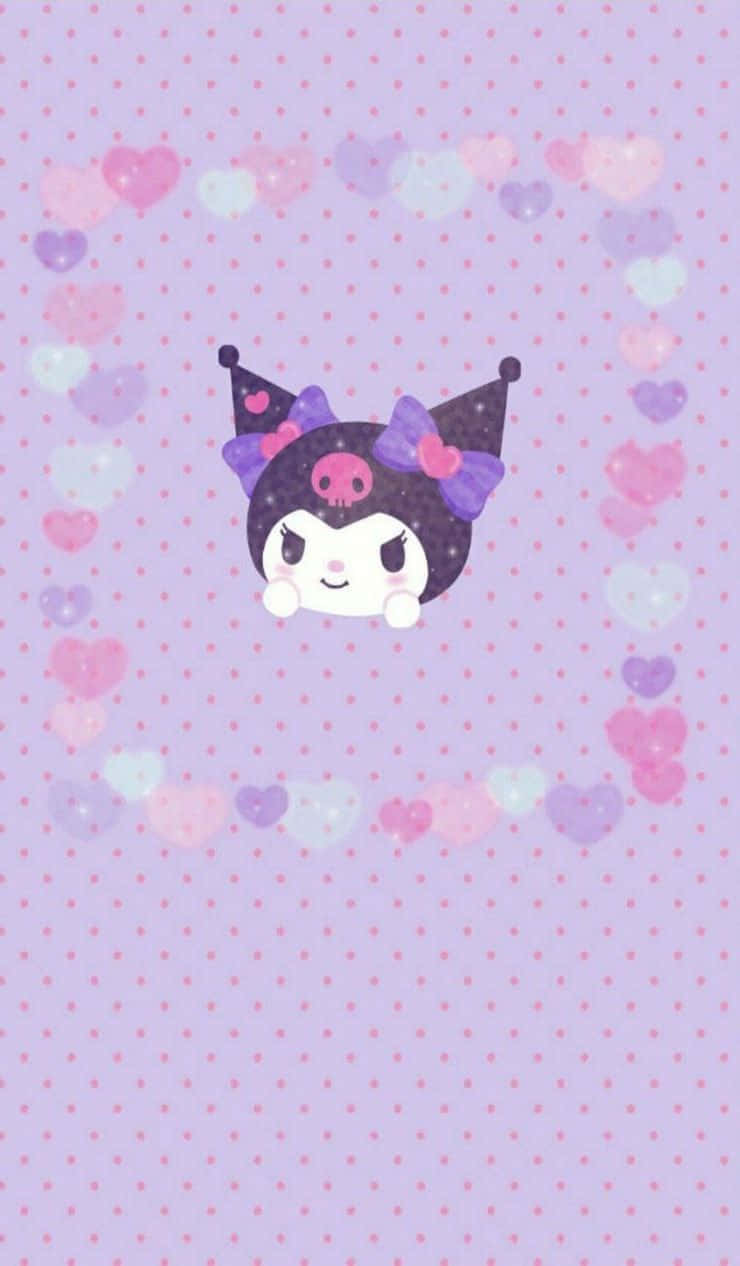Kuromi, purple bows, heart-shaped frame, SD Phone Wallpaper