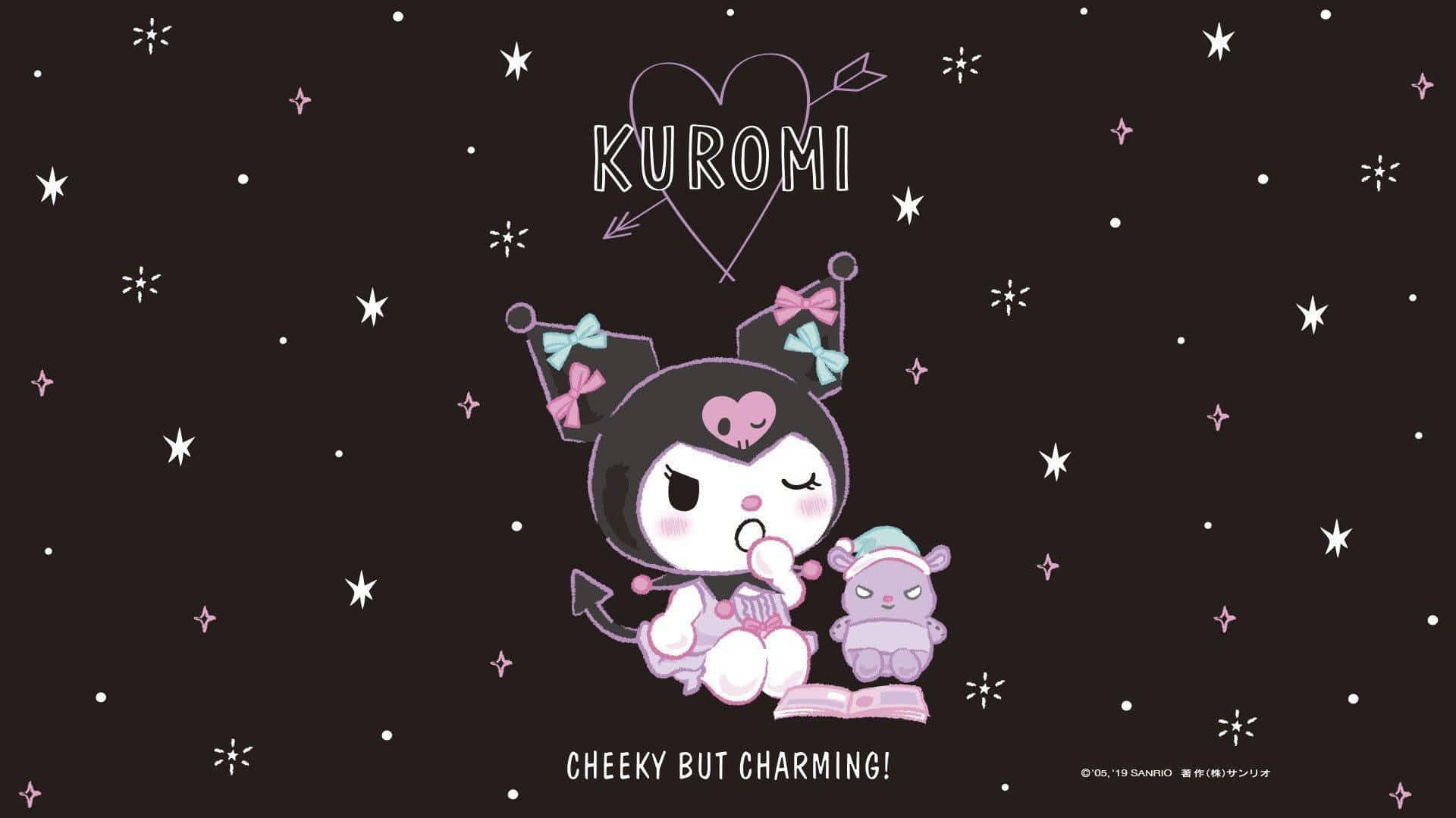 Kuromi, black cat, bows, Full HD Desktop Wallpaper