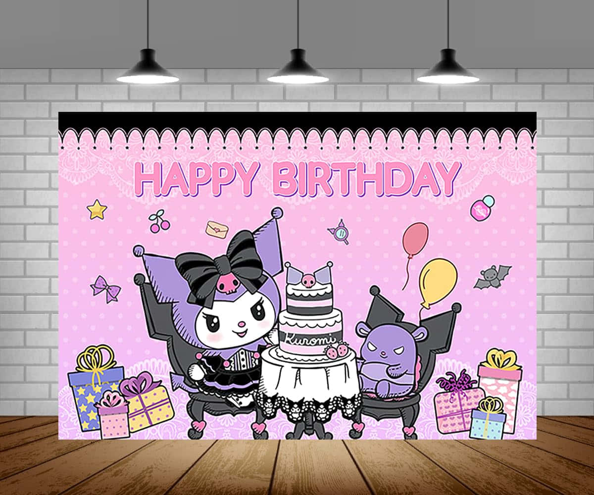Kuromi, birthday backdrop, cake, SD Desktop Wallpaper