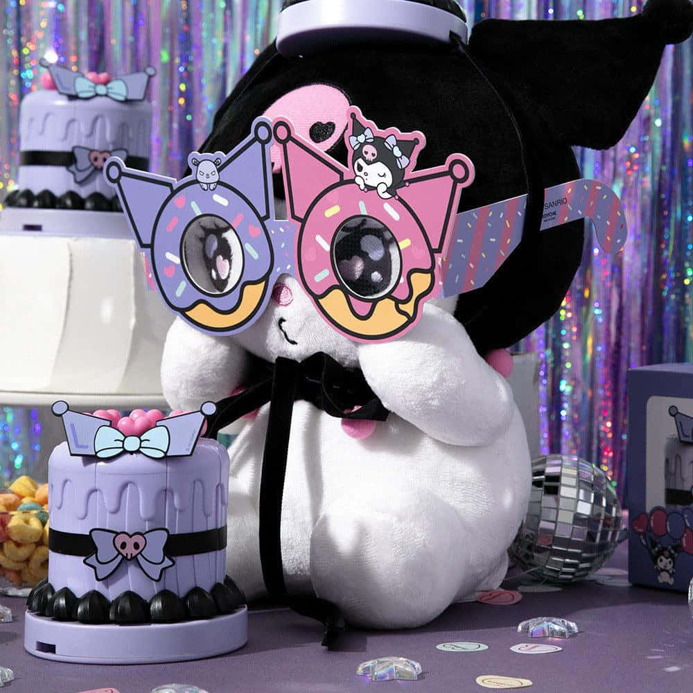 Kuromi, donut glasses, black witch hat, SD Desktop Wallpaper