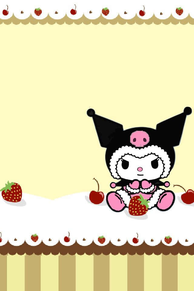 Kuromi, celebration cake, strawberries, SD Phone Wallpaper