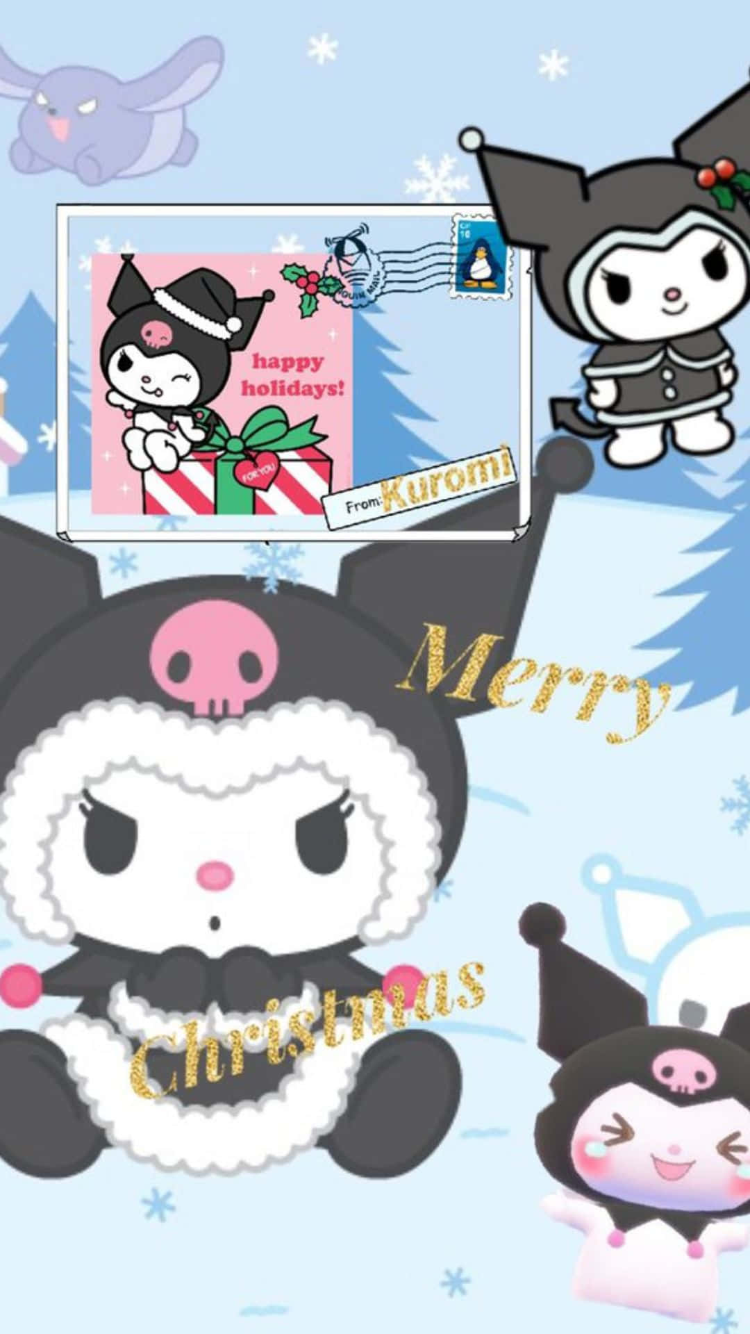 Kuromi, Christmas, snowflakes, Full HD Phone Wallpaper