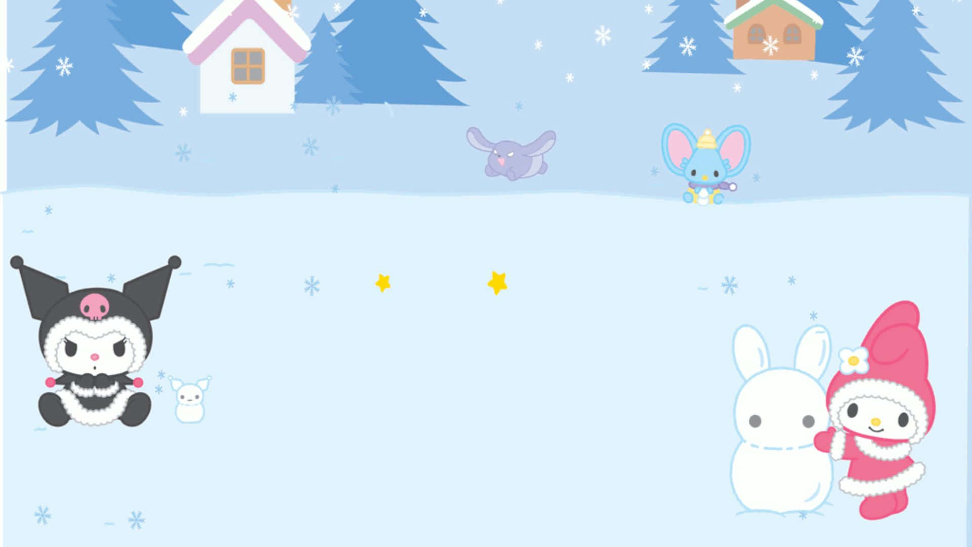 Kuromi, Christmas, snowy winter scene, Full HD Desktop Wallpaper