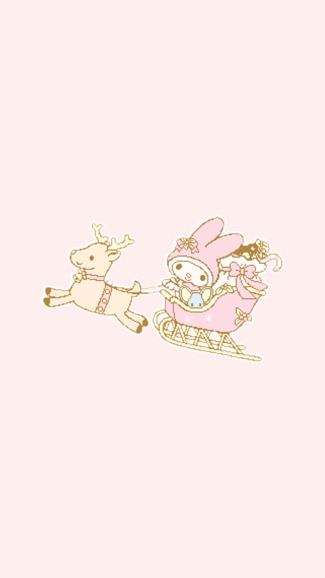 Kuromi, holiday sleigh ride, pink bunny character, Full HD Phone Wallpaper