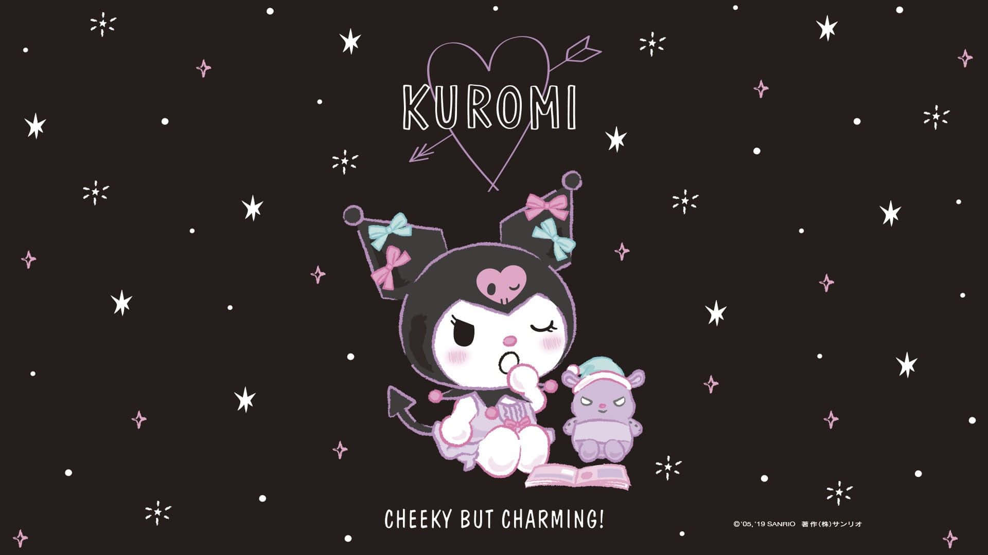 Kuromi, black cat, bows, Full HD Desktop Wallpaper