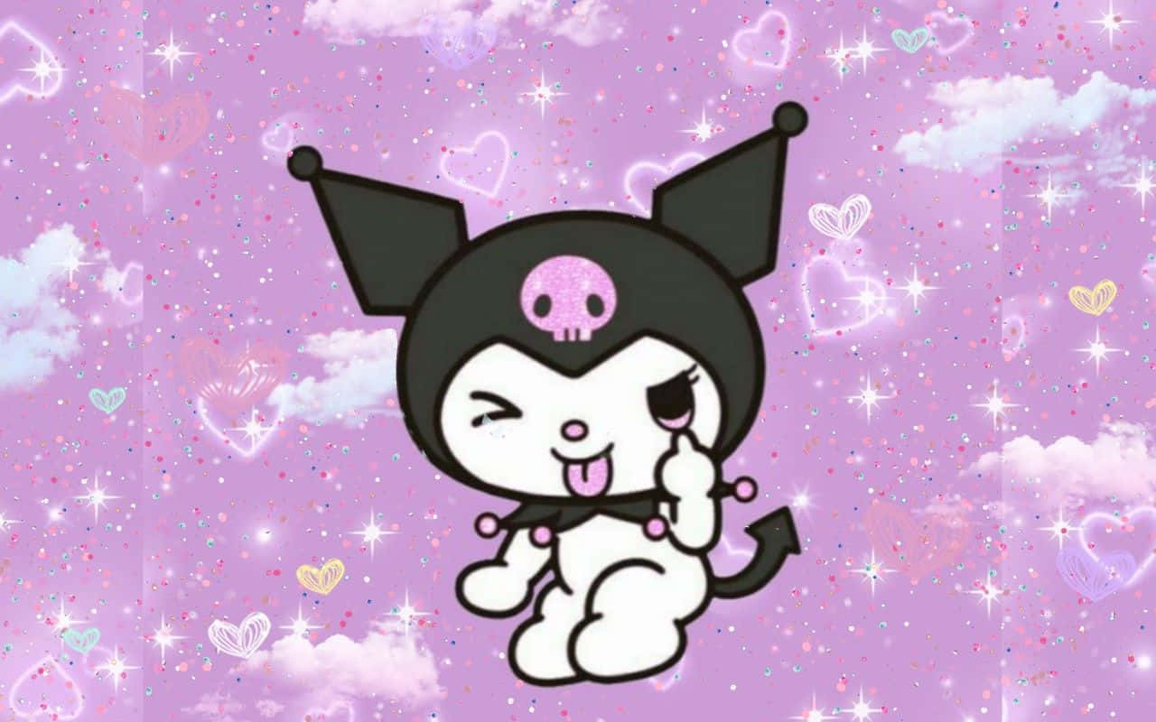 Kuromi, black ears, skull emblem, HD Desktop Wallpaper