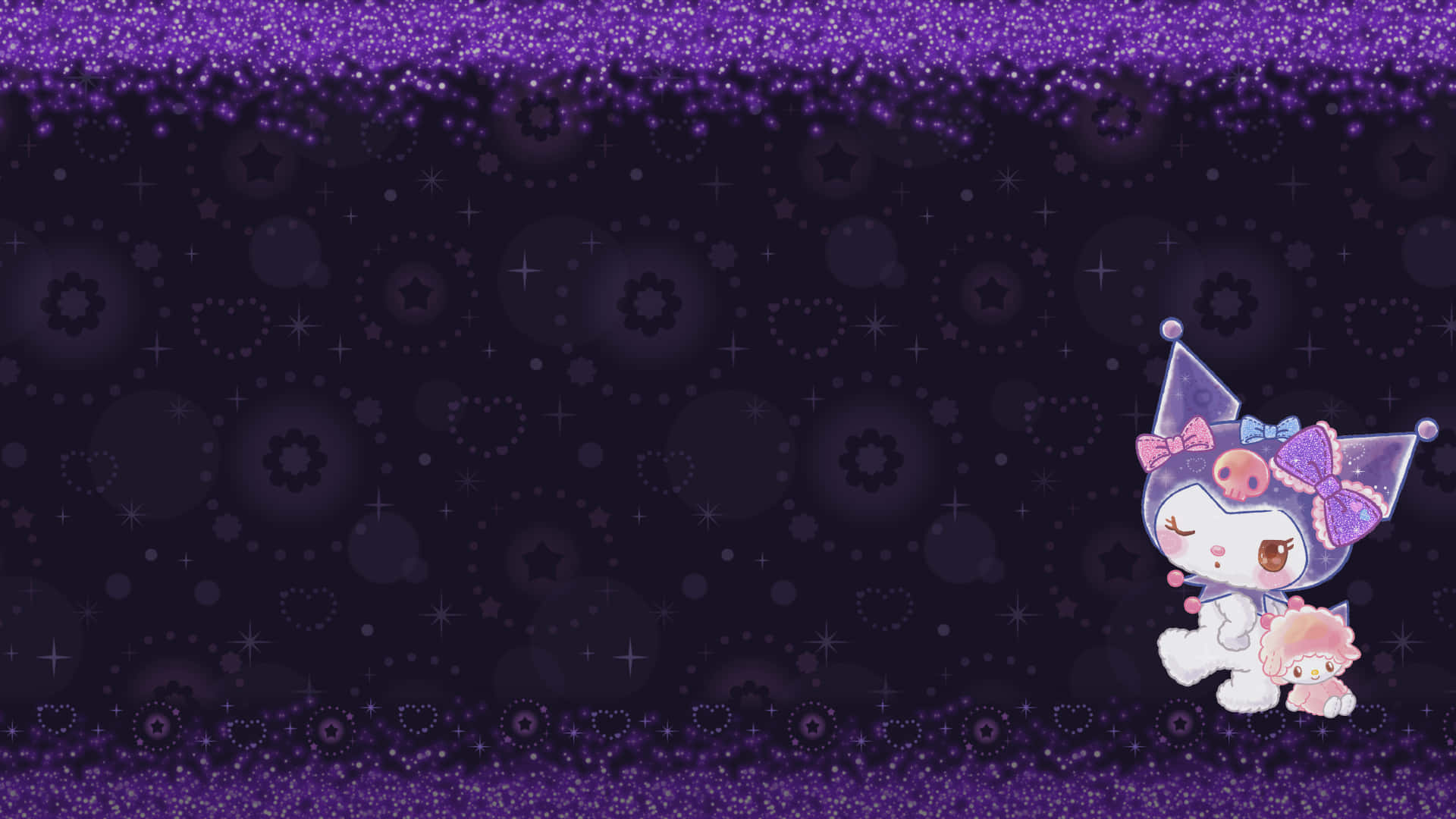 Kuromi, purple hat, purple bow, Full HD Desktop Wallpaper