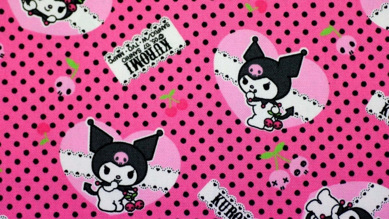 Kuromi, pink, black polka dots, HD Desktop Wallpaper