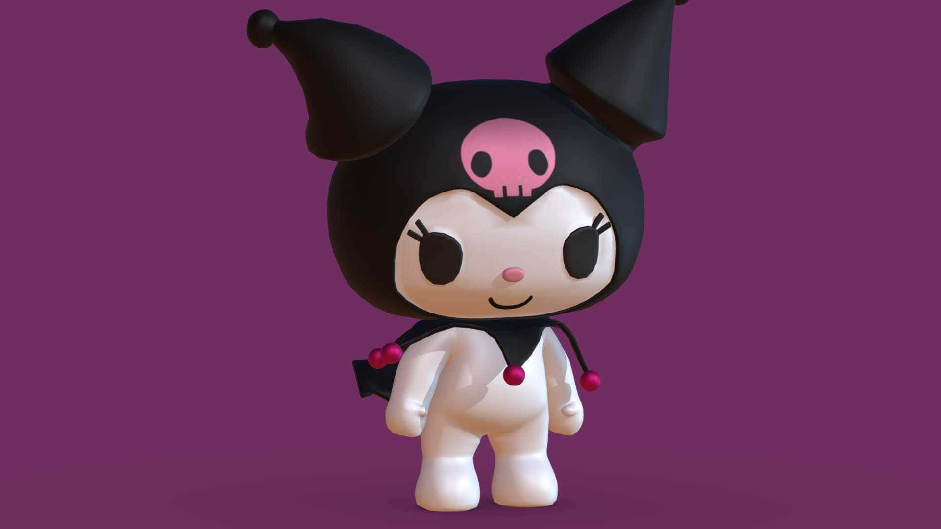 Kuromi, 3d-rendered, black horns, Full HD Desktop Wallpaper