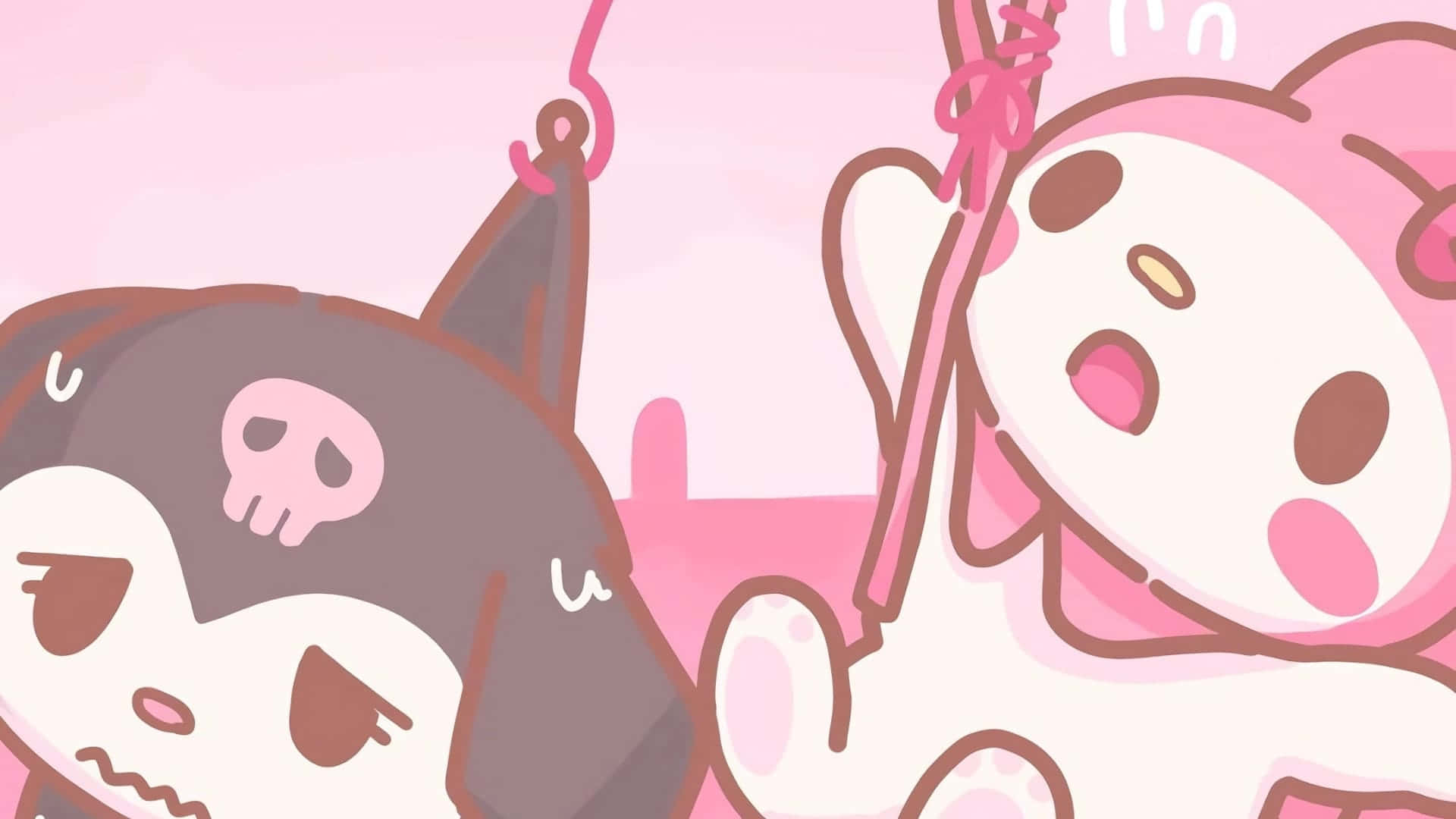 Kuromi, skull hat, pink bow, Full HD Desktop Wallpaper