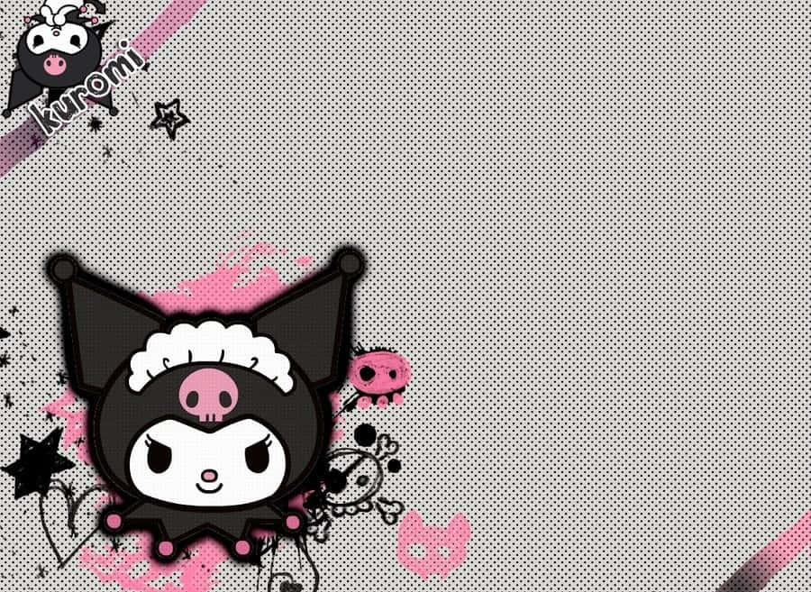Kuromi, black and pink, skull motif, SD Desktop Wallpaper