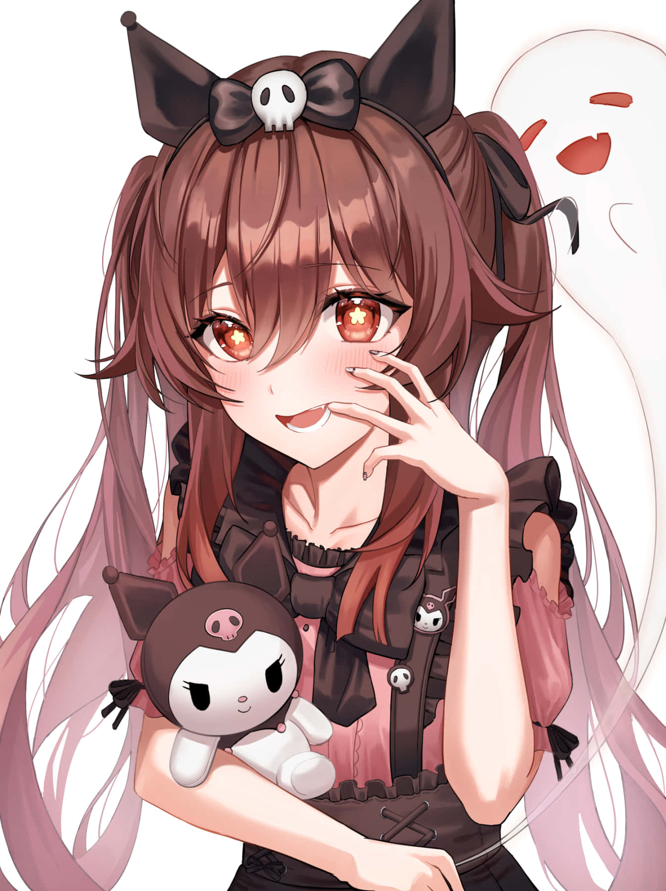 Kuromi, cat ears, skull-themed plush toy, HD Phone Wallpaper