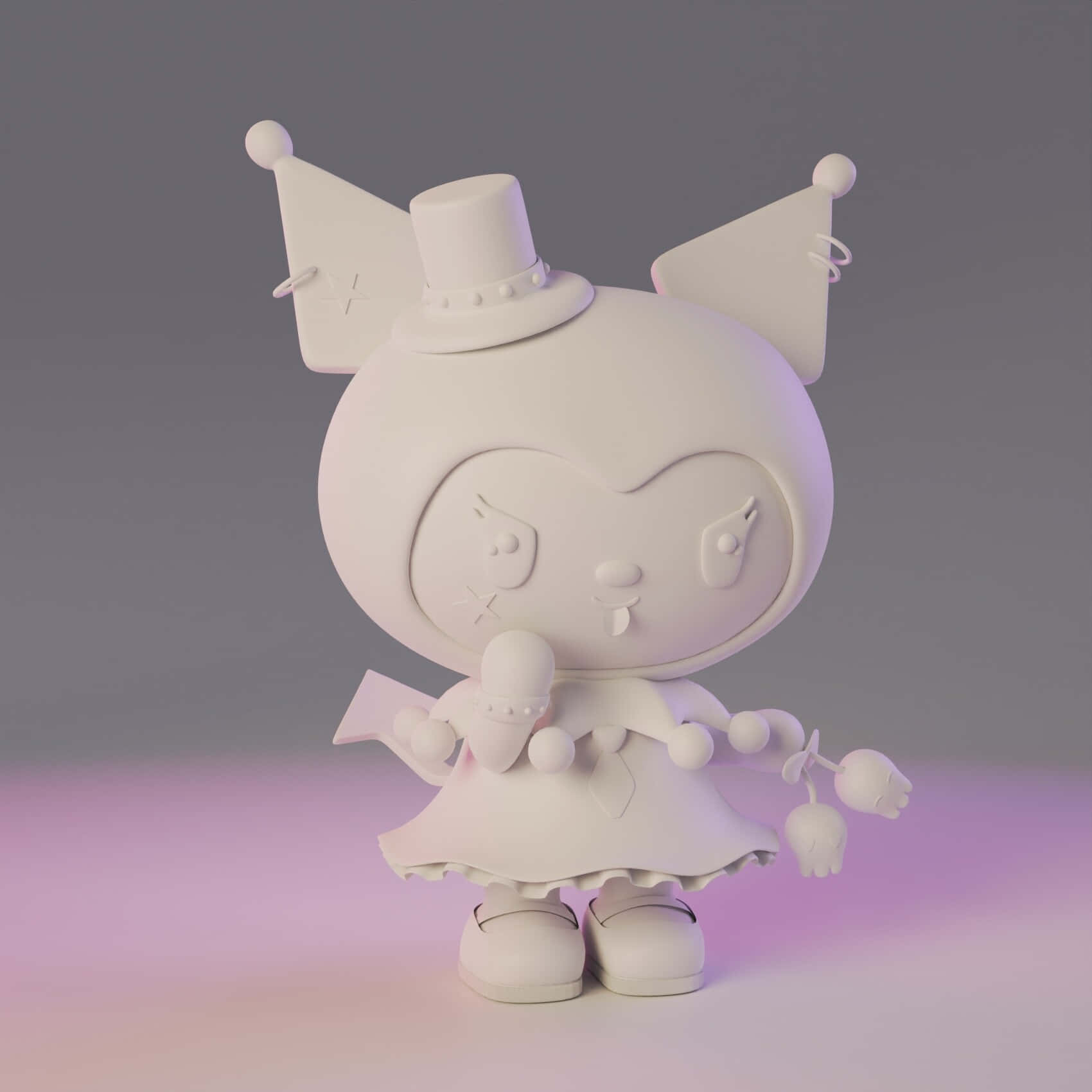 Kuromi, 3D-rendered cartoon character, top hat, HD Desktop Wallpaper