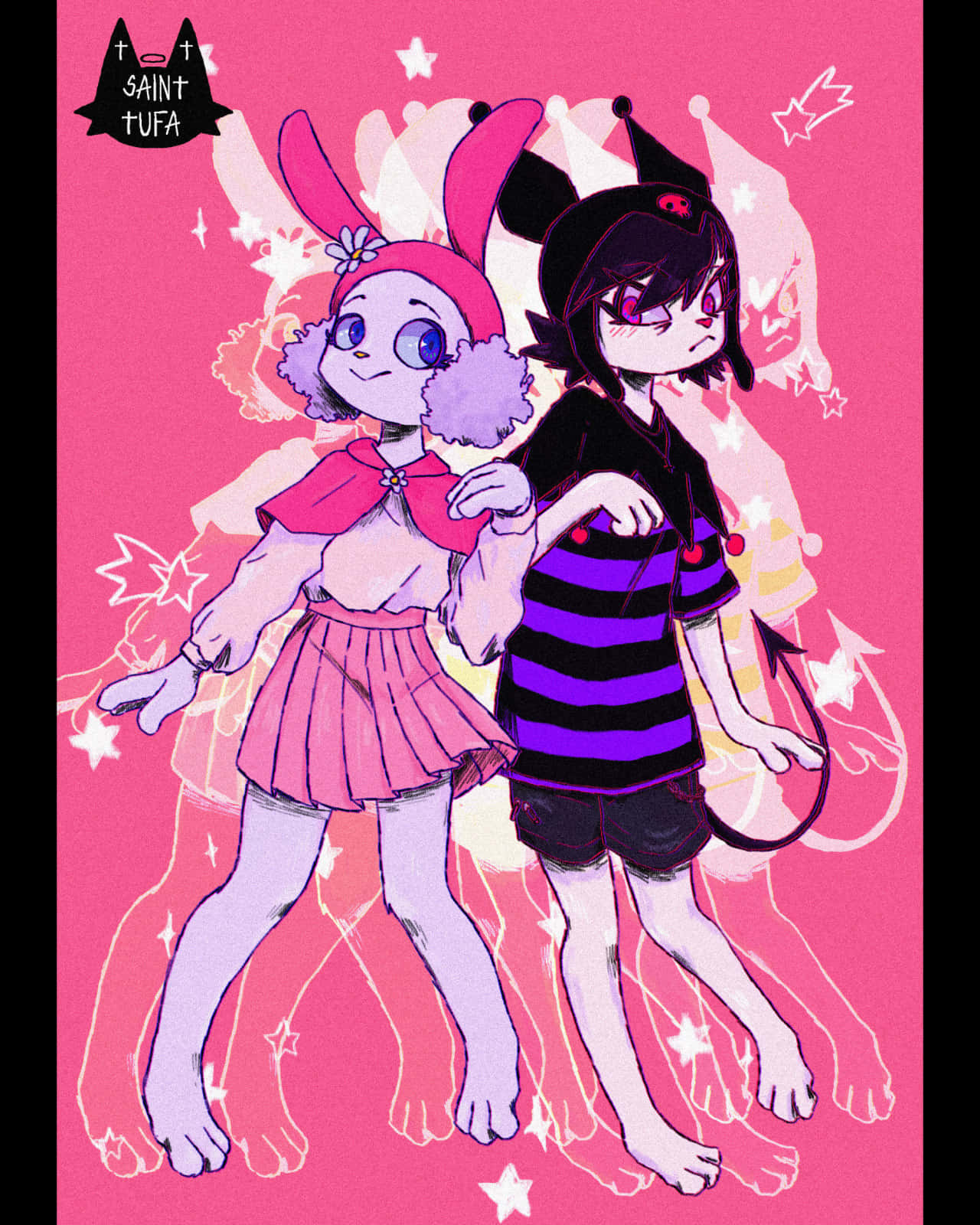 Kuromi, anime-style girls, bunny ears, HD Phone Wallpaper