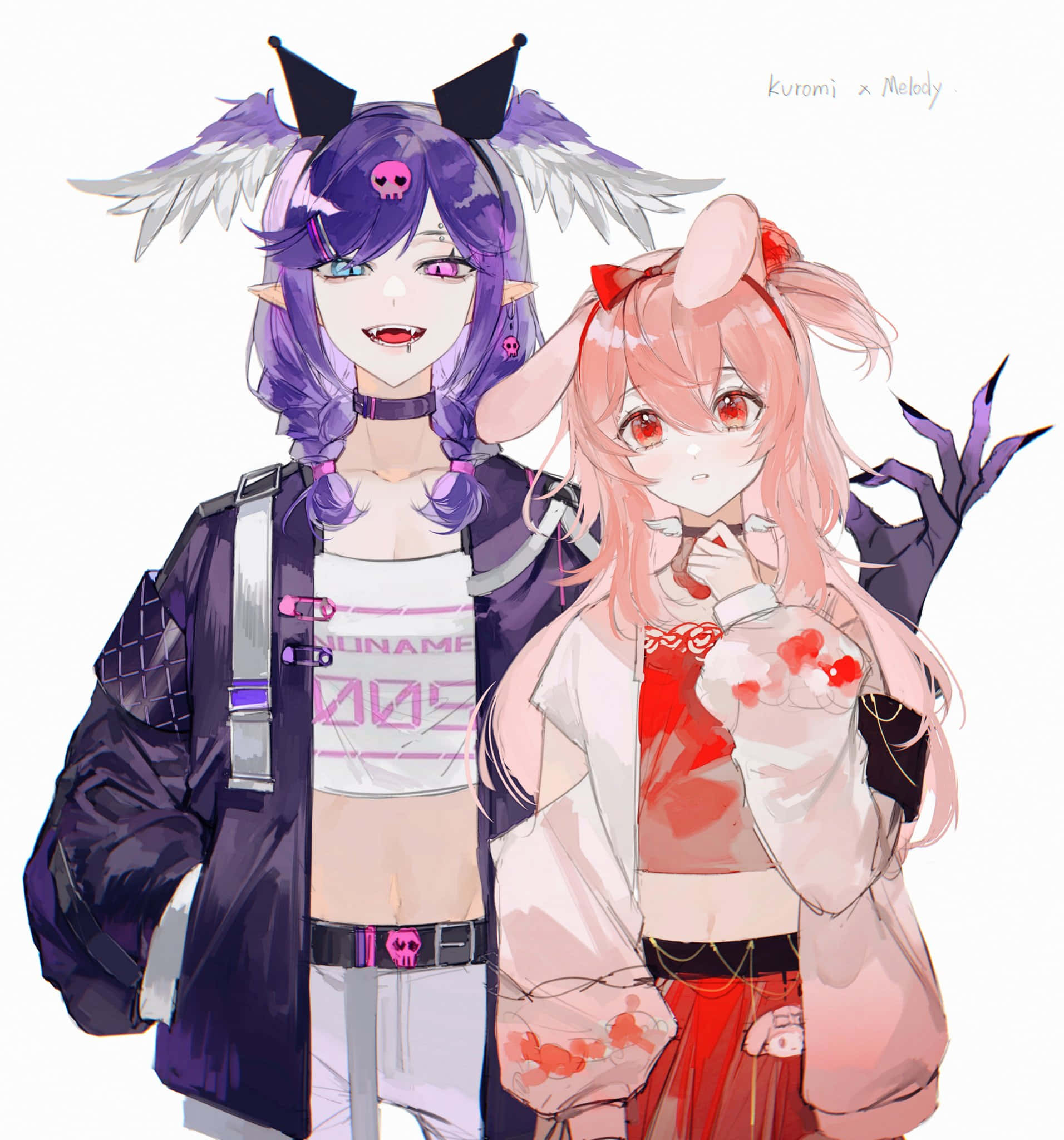 Kuromi, purple hair, pink hair, Full HD Phone Wallpaper