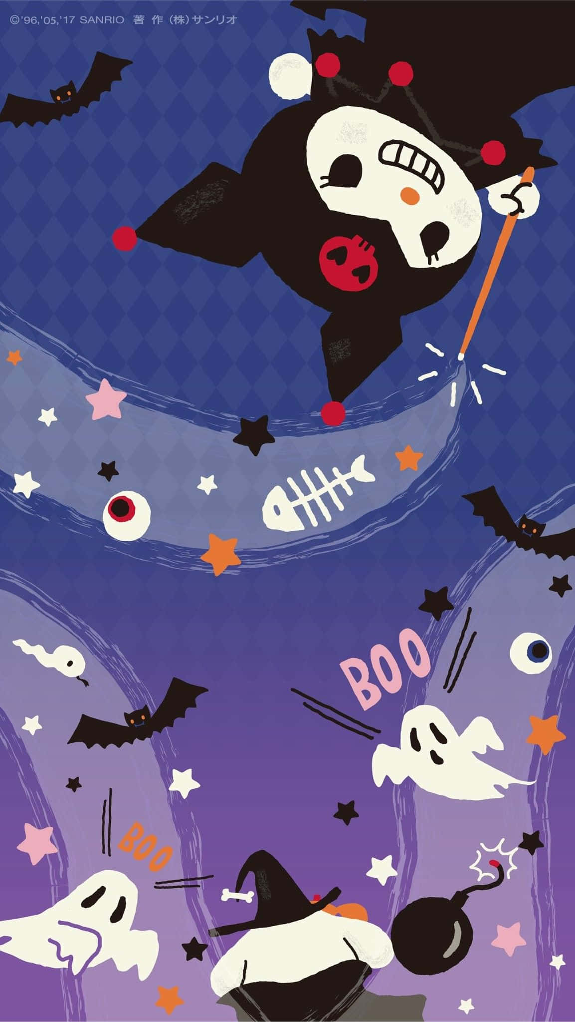 Kuromi, Halloween, purple night sky, Full HD Phone Wallpaper