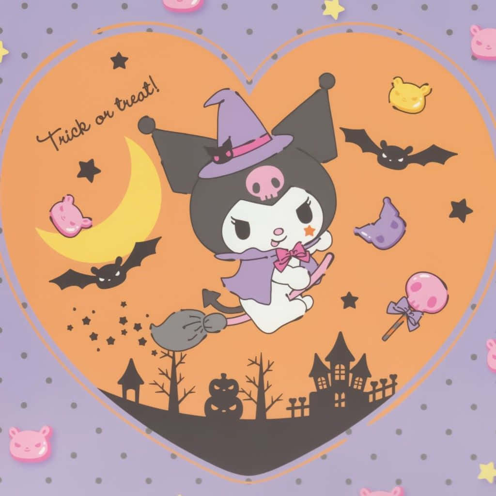Kuromi, Halloween, cartoon witch, SD Desktop Wallpaper