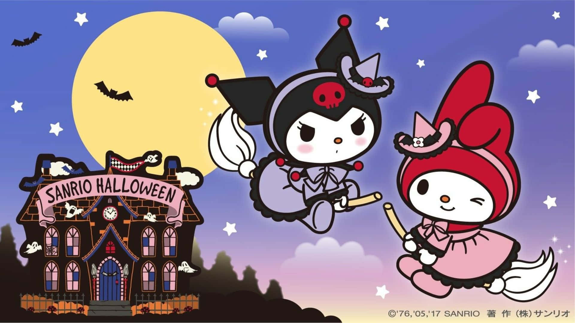 Kuromi, Halloween, spooky Halloween haunted house, Full HD Desktop Wallpaper