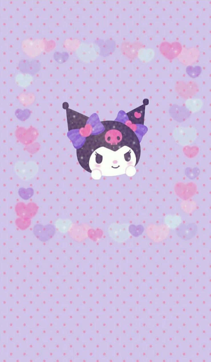 Kuromi, skull face, purple bow, SD Phone Wallpaper