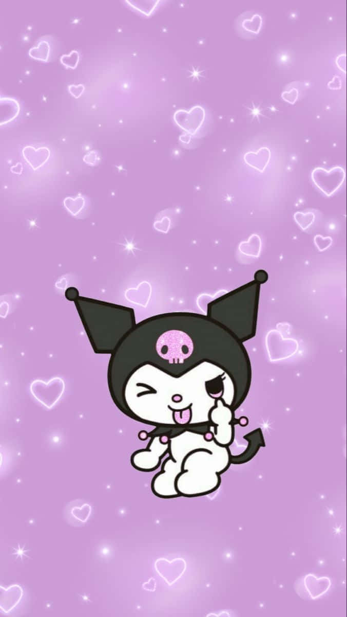 Kuromi, iPhone, black and white cartoon cat, SD Phone Wallpaper