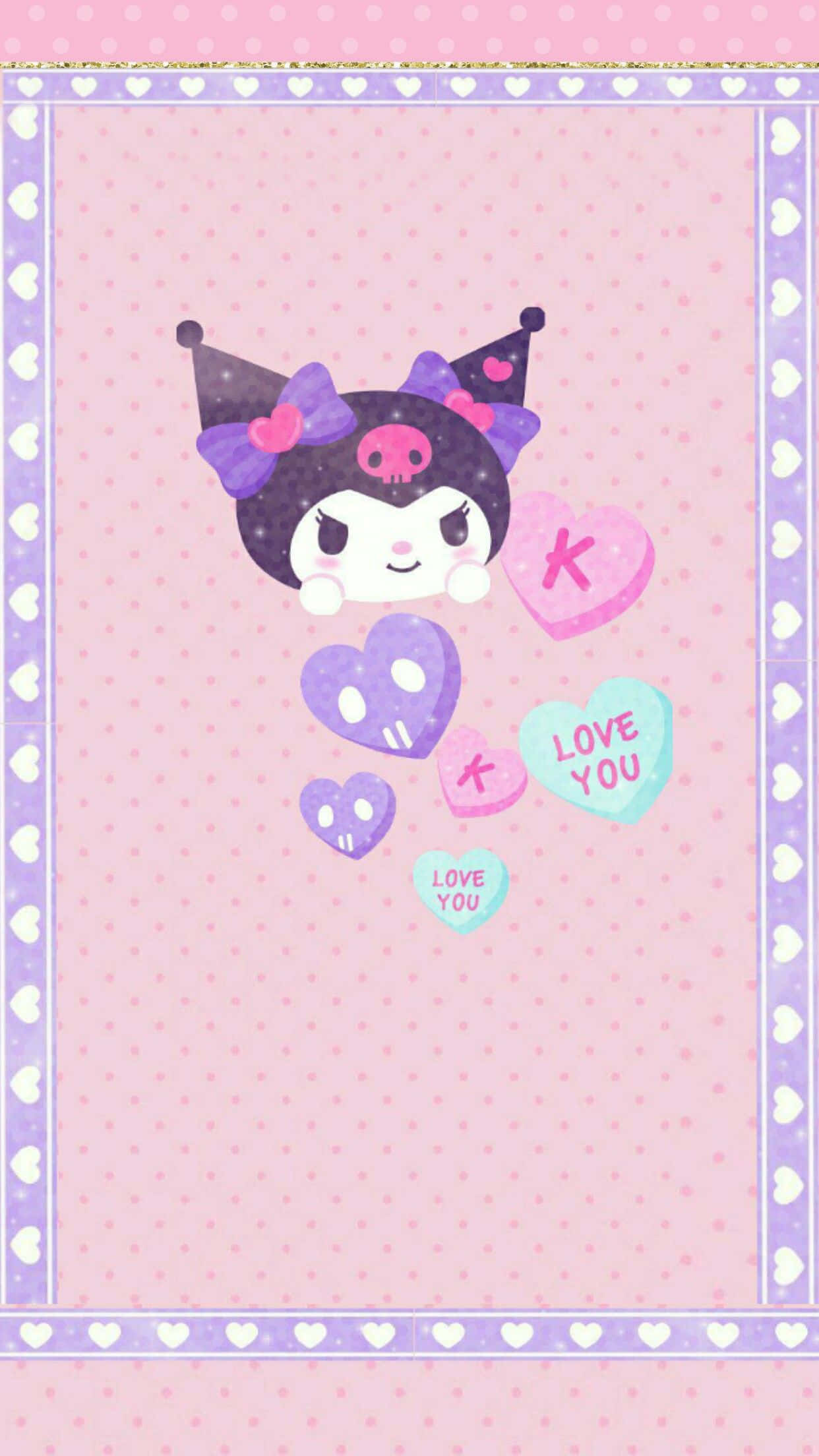 Kuromi, skull hat, purple bow, Full HD Phone Wallpaper