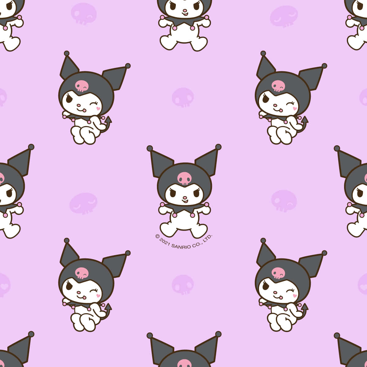 Kuromi, black witch hats, pink skulls, SD Desktop Wallpaper