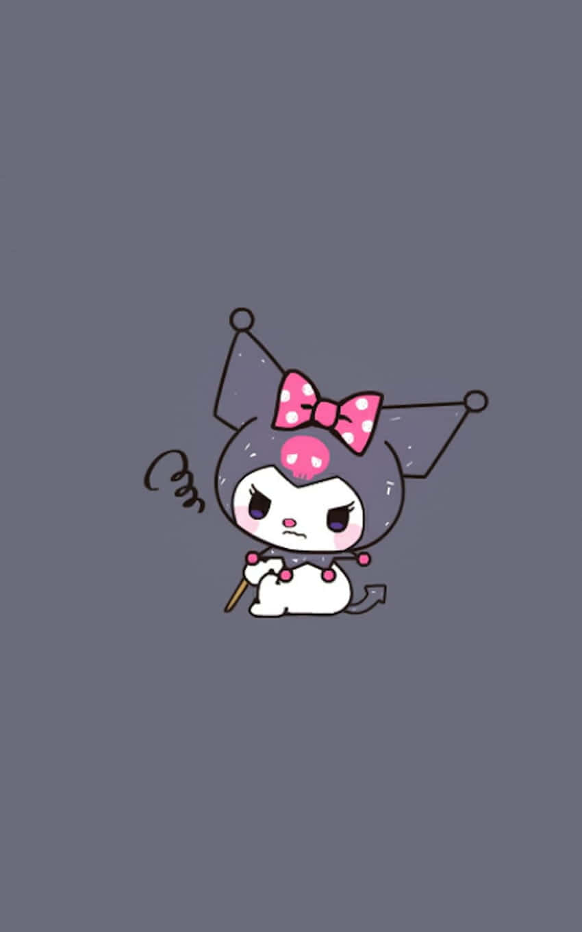 Kuromi, pink bow, angry expression, HD Phone Wallpaper