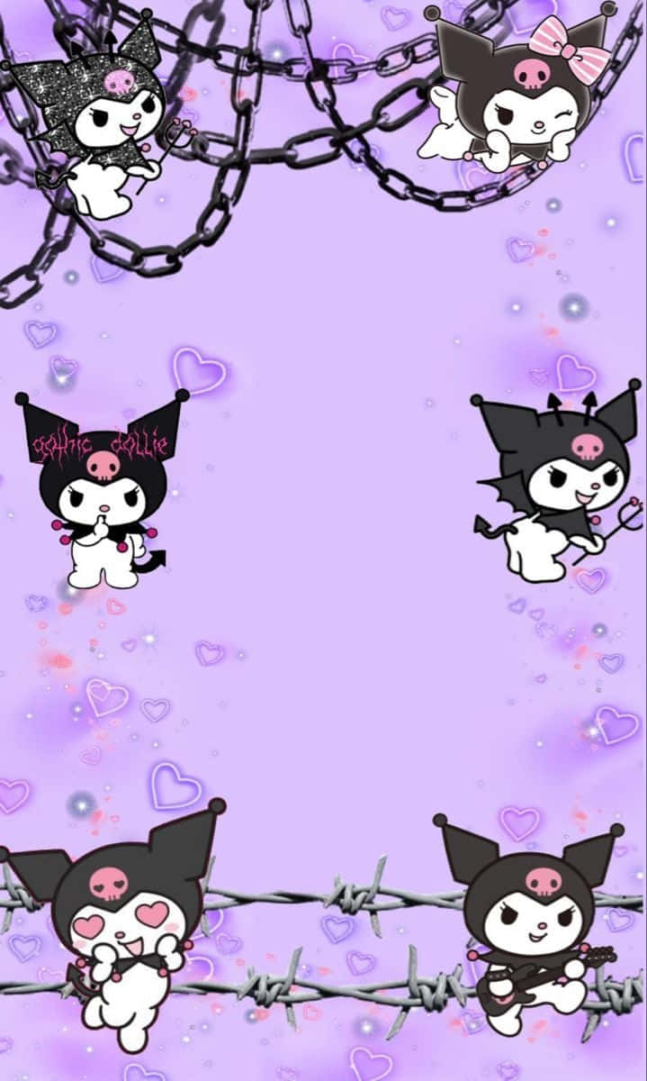Kuromi, iPhone, purple aesthetic, SD Phone Wallpaper