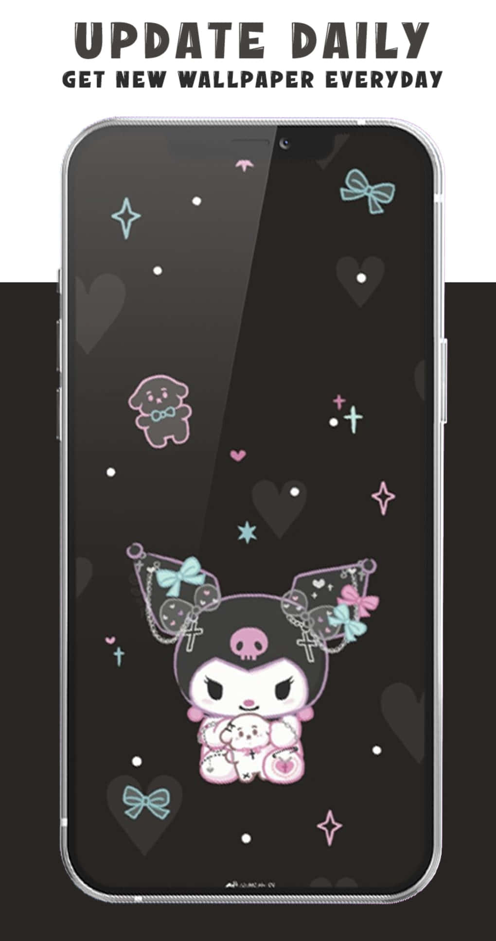 Kuromi, black phone, skull ears, Full HD Phone Wallpaper