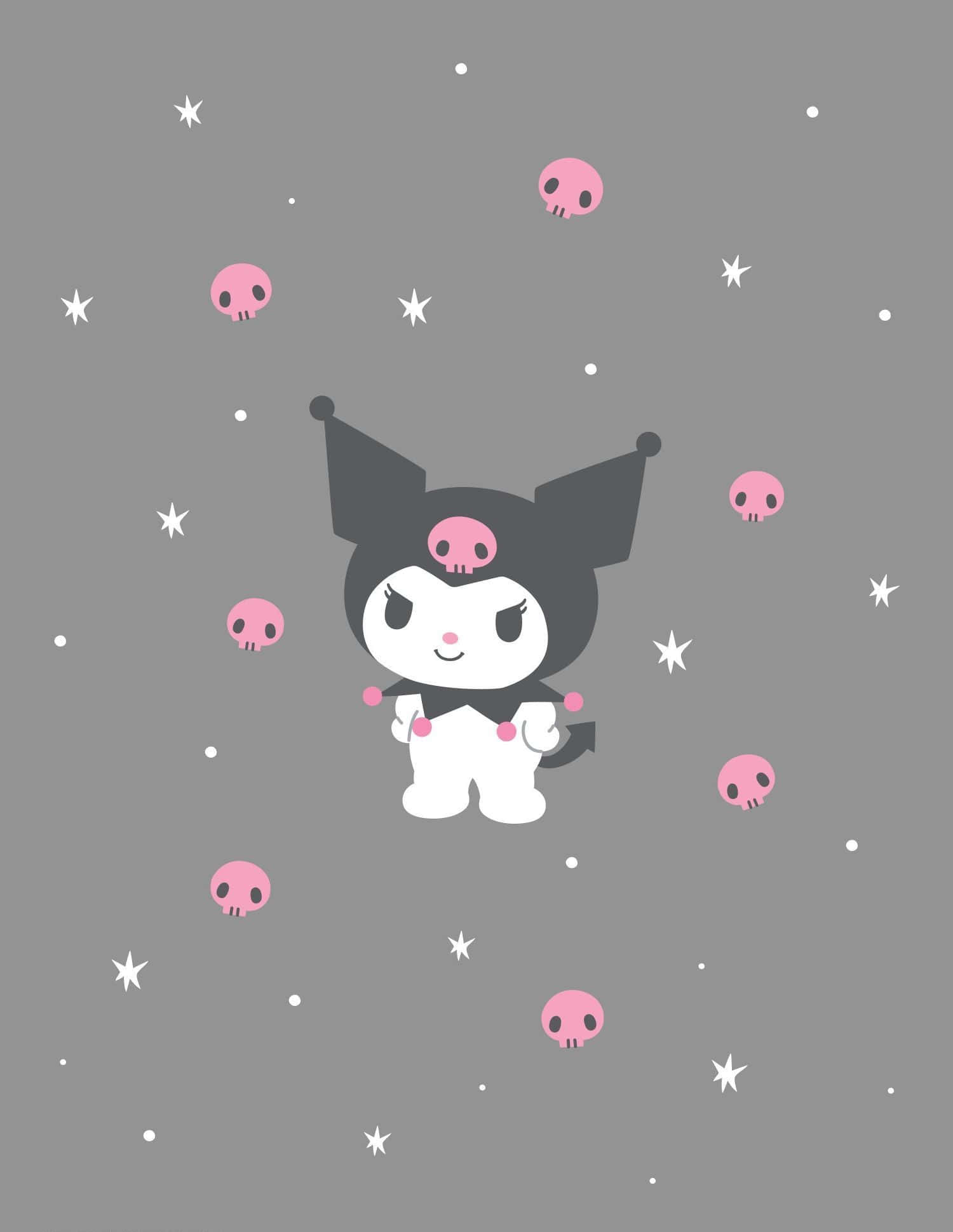 Kuromi, black witch hat, pink skull accents, Full HD Phone Wallpaper