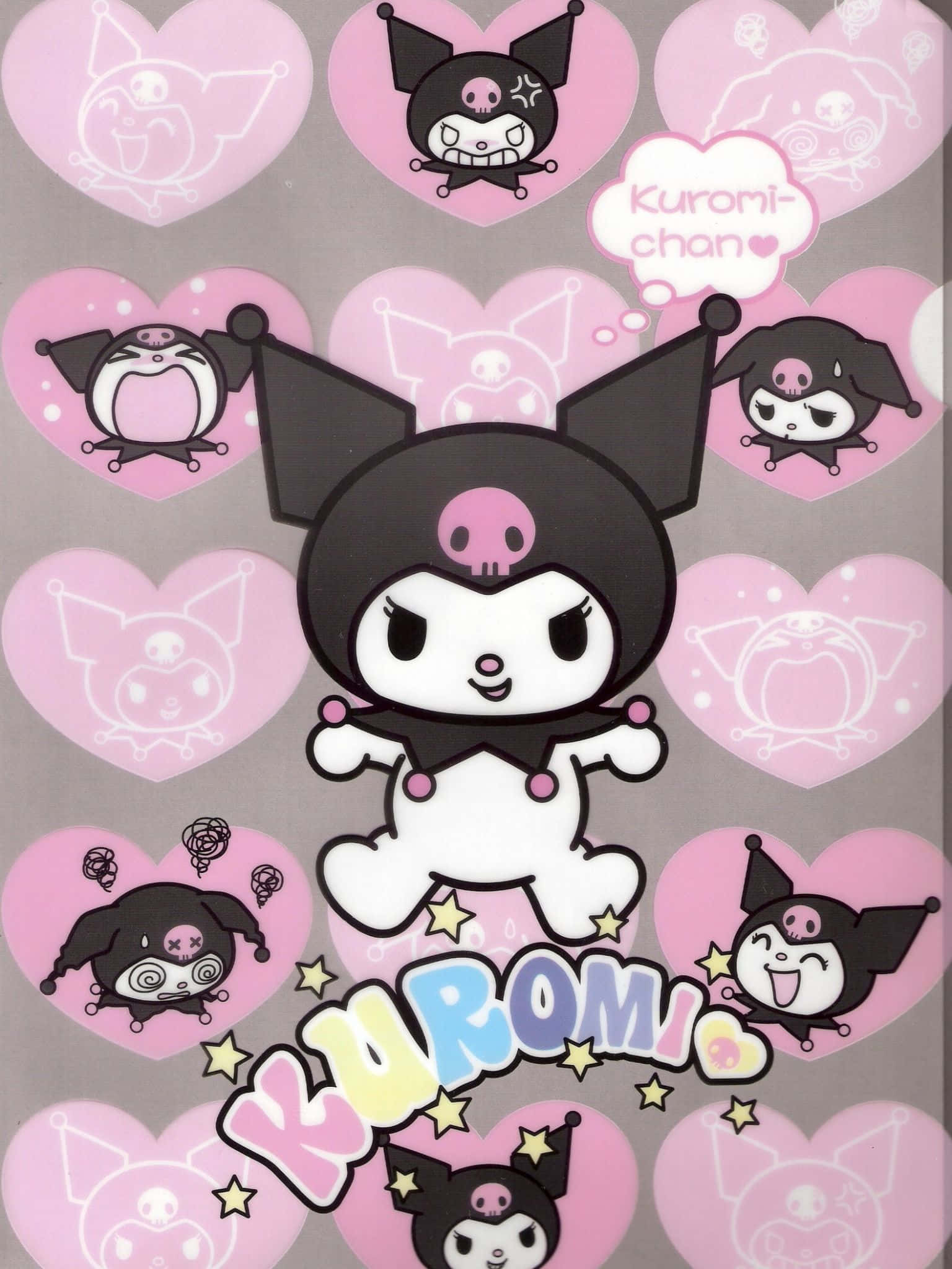 Kuromi, iPhone, black and white, Full HD Phone Wallpaper