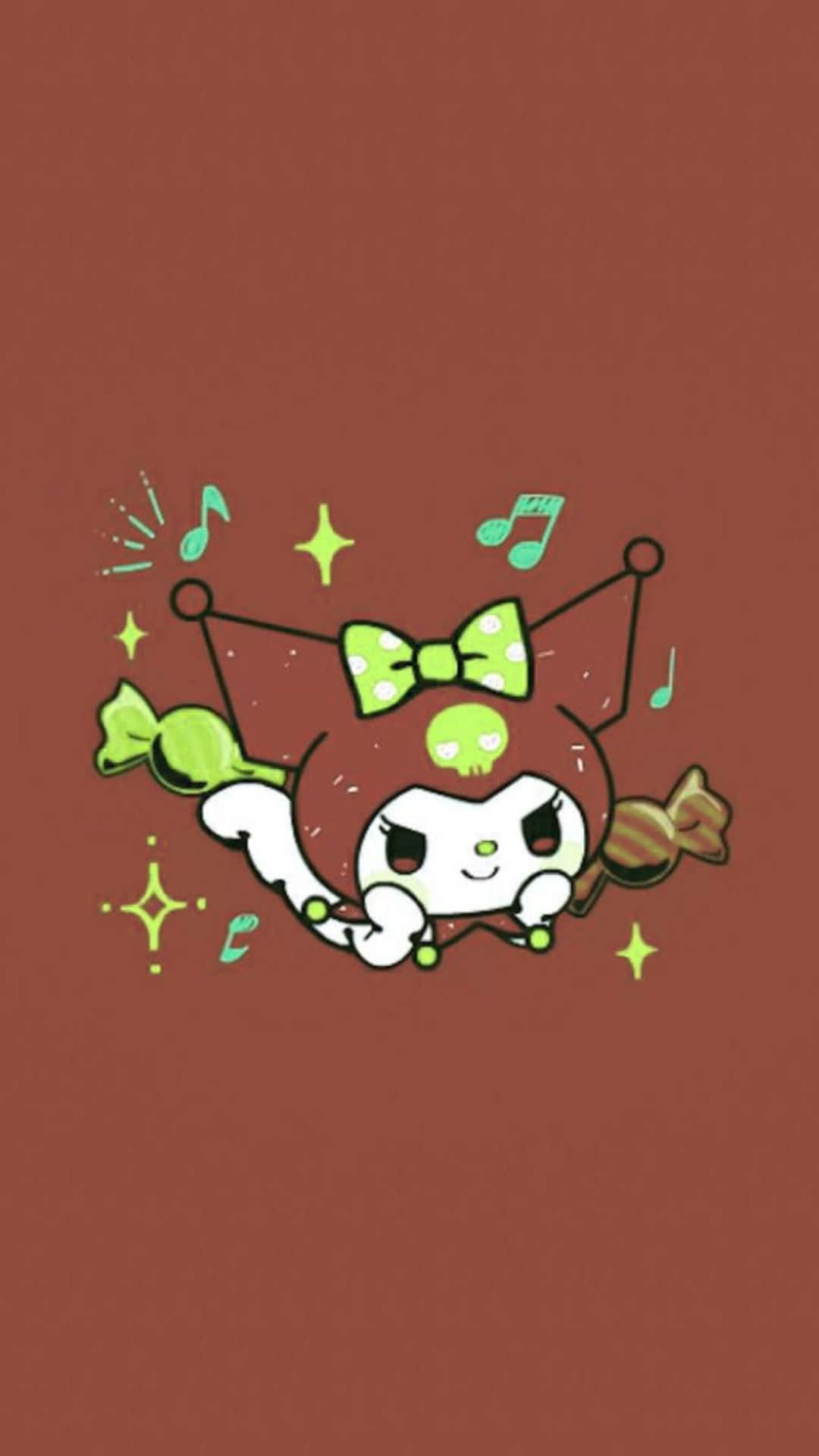 Kuromi, green skull bow, candy props, Full HD Phone Wallpaper
