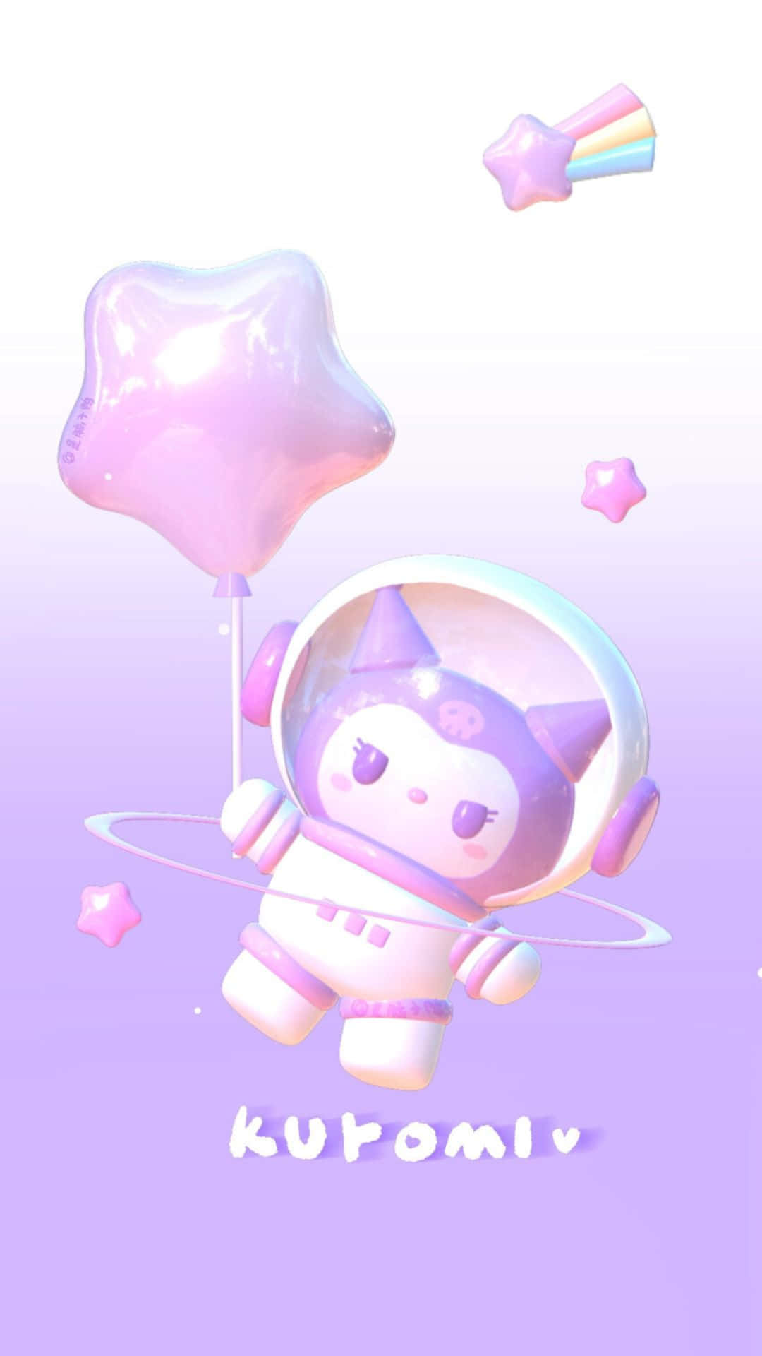 Kuromi, pastel purple sky, purple cat astronaut, Full HD Phone Wallpaper