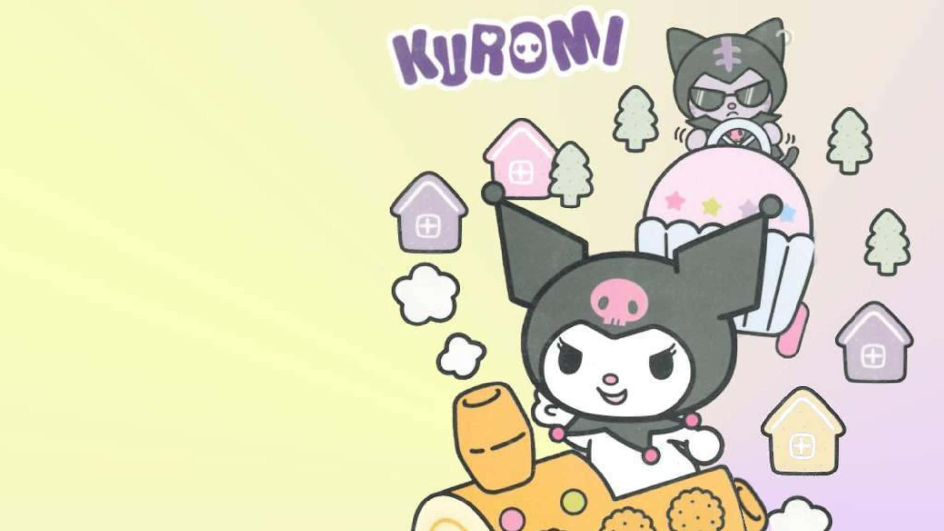 Kuromi, cute and mischievous bunny character, giant cupcake, Full HD Desktop Wallpaper