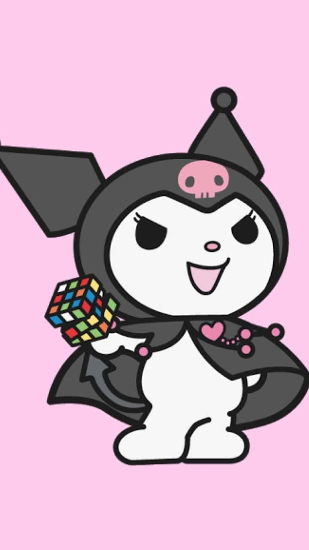 Kuromi, black witch outfit, colorful Rubik's cube, Full HD Phone Wallpaper