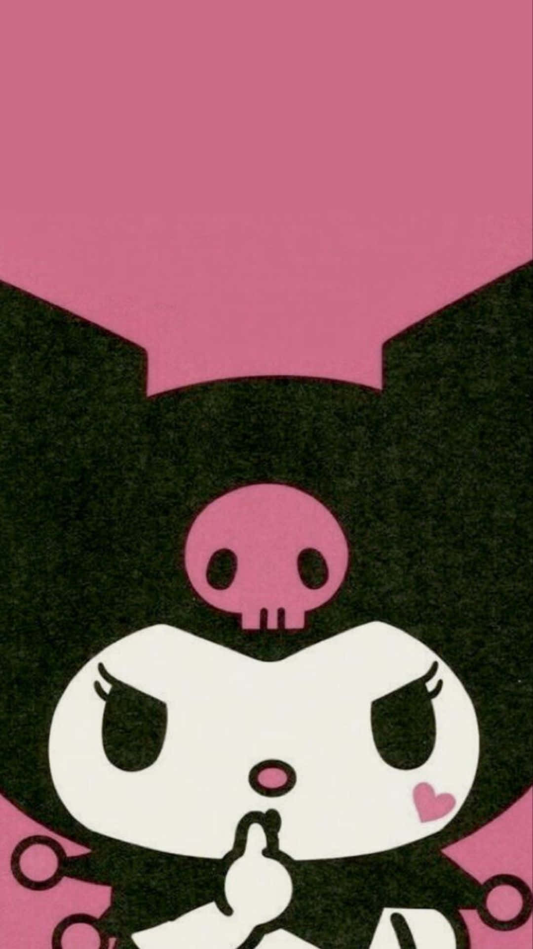 Kuromi, pink skull headpiece, heart cheek, Full HD Phone Wallpaper