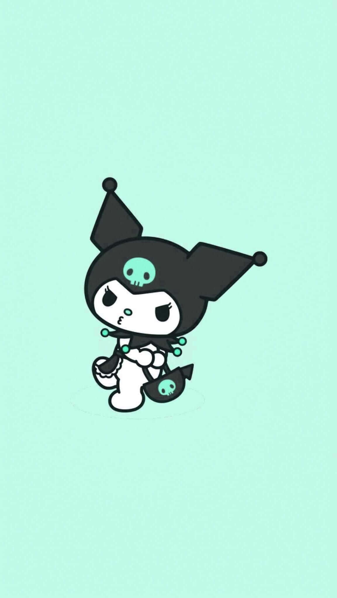 Kuromi Kawaii, skull motifs, starry cosmic background, Full HD Phone Wallpaper