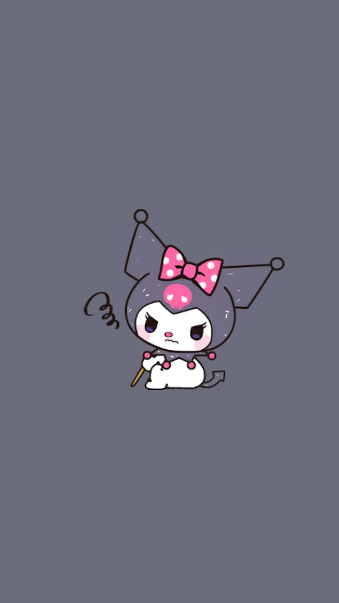 Kuromi, pink bow, devil horns, Full HD Phone Wallpaper