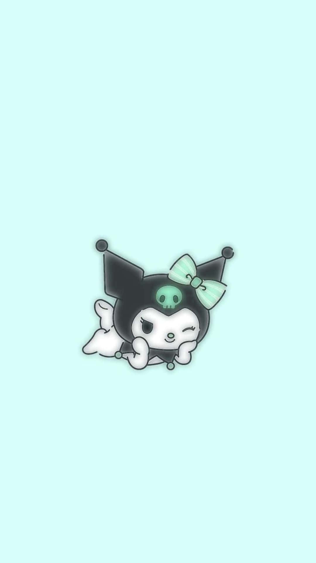 Kuromi, black hat, mint bow, Full HD Phone Wallpaper