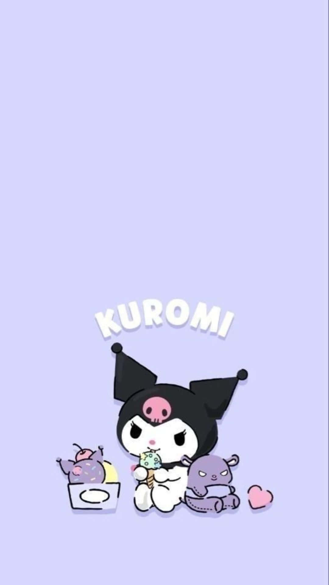 Kuromi, black cat character, ice cream cone, Full HD Phone Wallpaper