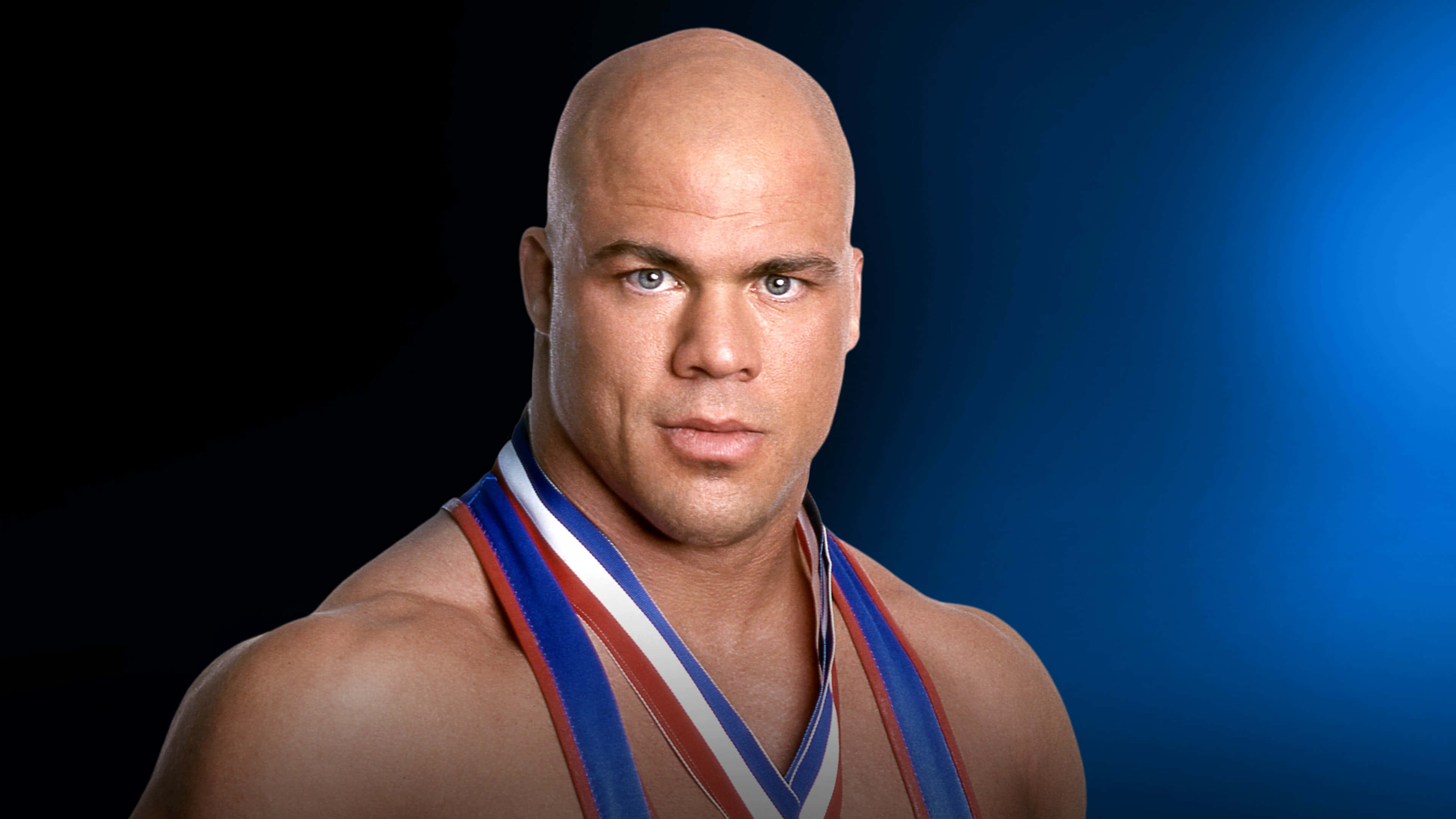 Kurt Angle, blue and black gradient, dark blue gradient background, 4K Desktop Wallpaper