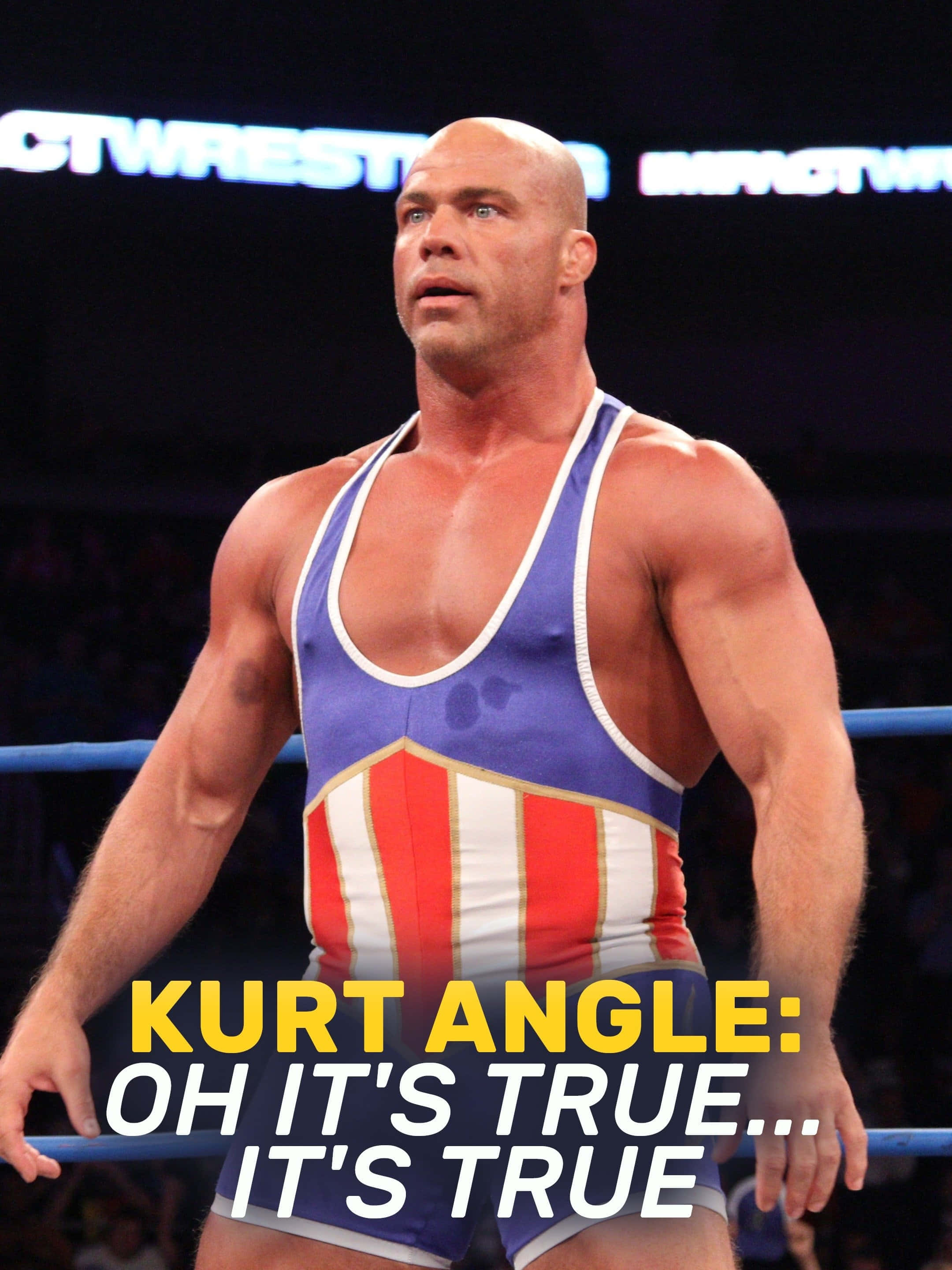 Kurt Angle, patriotic blue red and white singlet, ring, 2K Phone Wallpaper