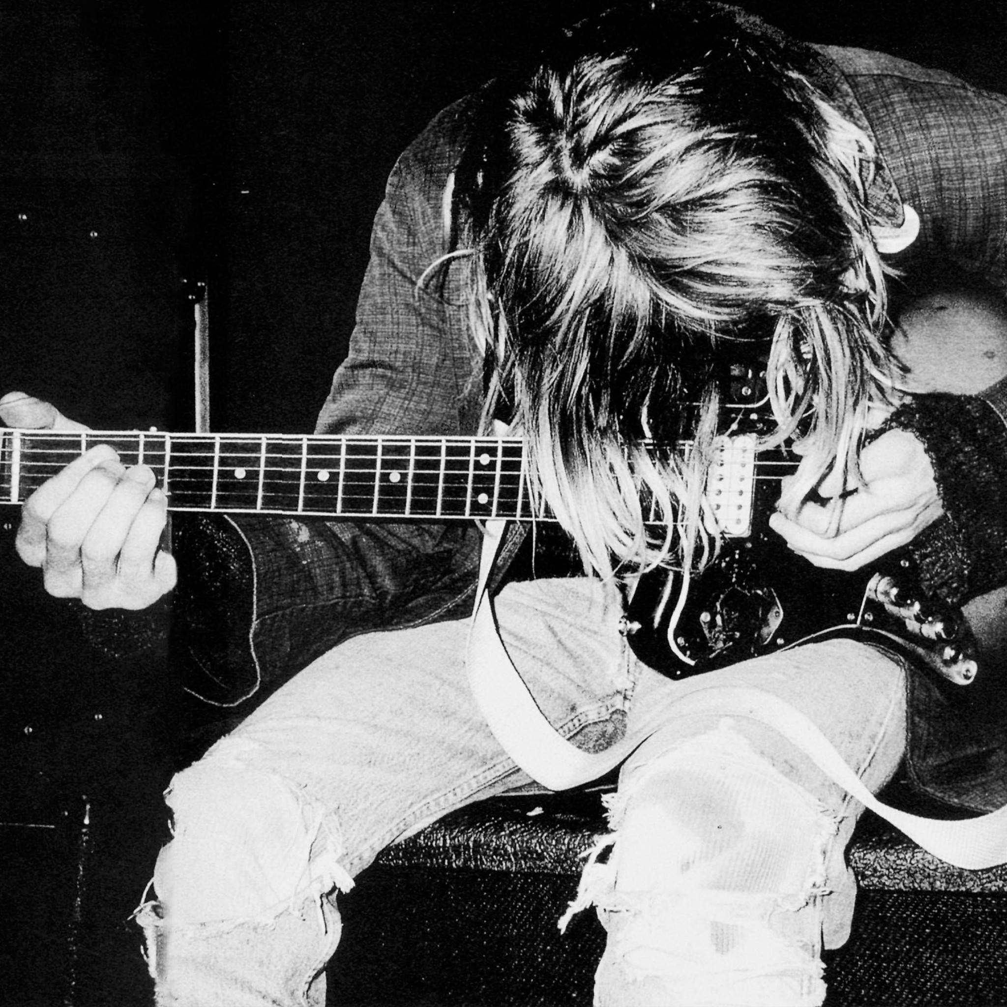 Kurt Cobain, electric guitar, long hair, Full HD Desktop Wallpaper