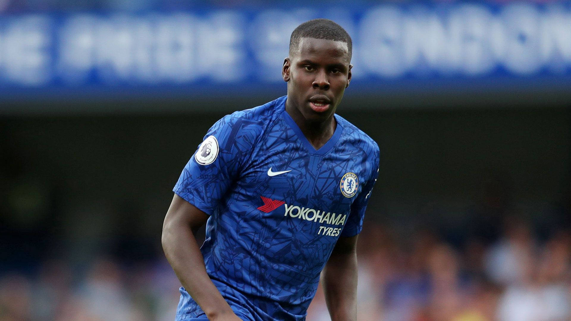 Kurt Zouma, blue Chelsea jersey, daytime match, Full HD Desktop Wallpaper
