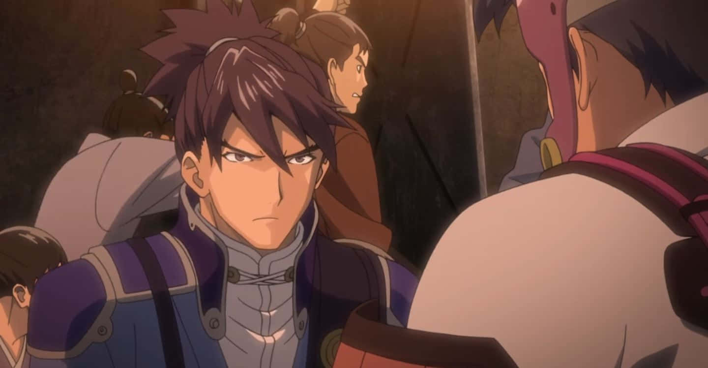Kurusu Konochi, spiky brown hair, purple armor, HD Desktop Wallpaper