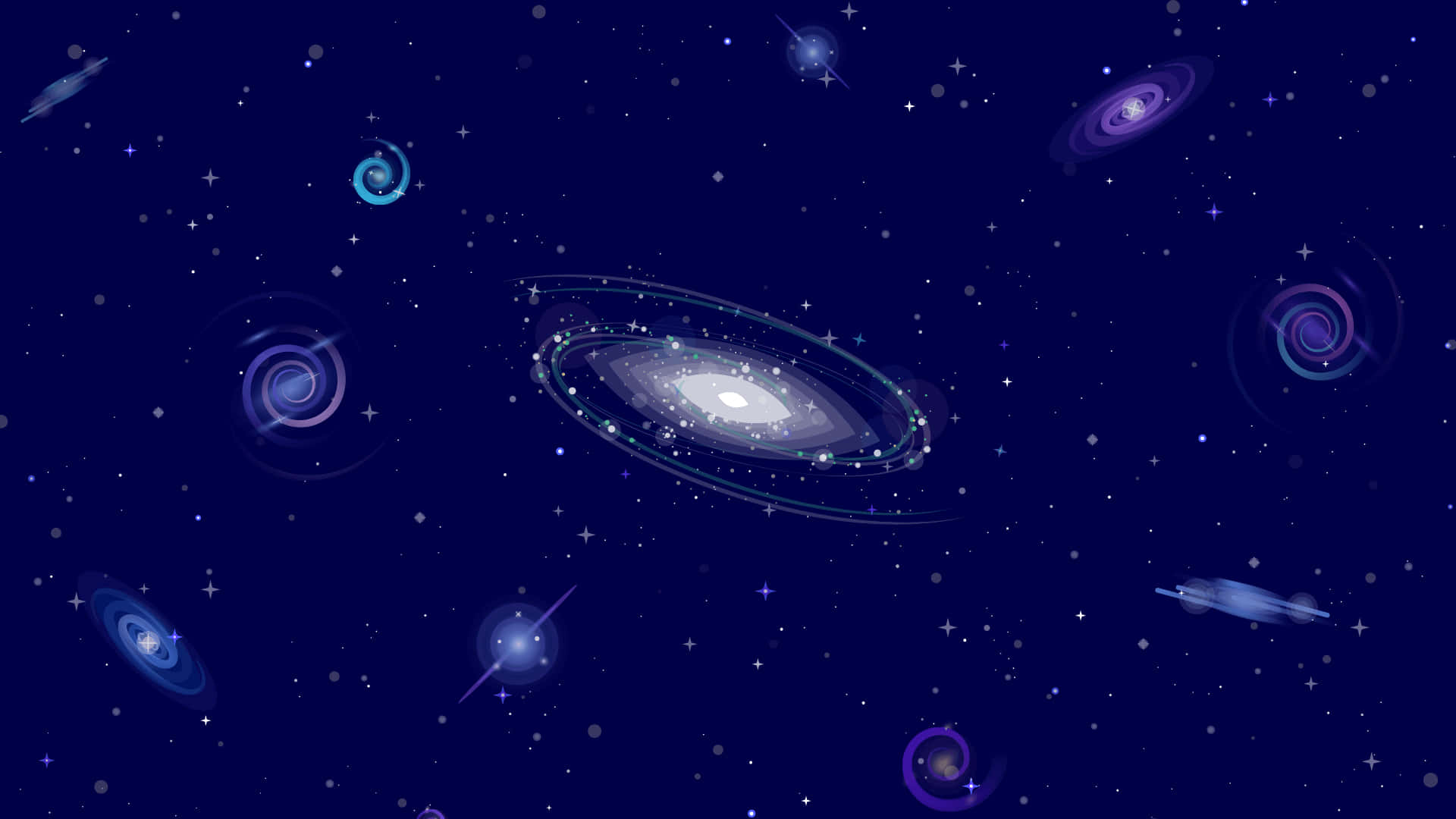 Kurzgesagt, spiral galaxy, smaller galaxies, Full HD Desktop Wallpaper